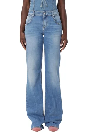 BLUMARINE Jeansy, Kobieta, Niebieski, M, Denim, Klasyczne Niebieskie Wide Leg Jeansy