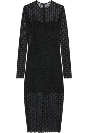 Givenchy Sukienki, Kobieta, Czarny, M, Czarna Koronkowa Sukienka Midi