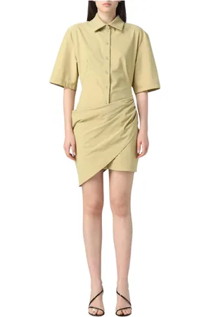 Jacquemus Sukienki, Kobieta, Beżowy, 2XS, Elegancka Iworyjna Sukienka Koszulowa Mini
