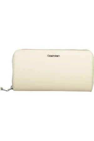 Calvin Klein Akcesoria, Kobieta, Beżowy, ONE SIZE, Beżowy Portfel z Wieloma Przegródkami i Zamykaniem na Zamek