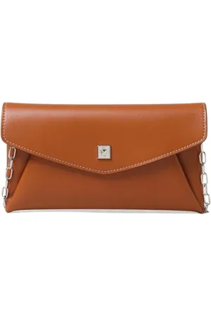 Max Mara Torebki, Kobieta, brązowy, ONE SIZE, Karmelkowa Skórzana Kopertówka na Ramię