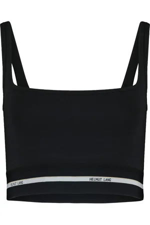 Helmut Lang Koszulki, Kobieta, Czarny, XS, Modny Top z Ikonicznymi Szczegółami Logo