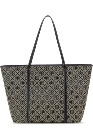 Tory Burch Torebki, Kobieta, Szary, ONE SIZE, Haftowany worek Monogram na zakupy