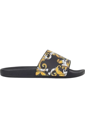 VERSACE Buty, Mężczyzna, Wielobarwność, 44 EU, Złote sandały z barokowym wzorem
