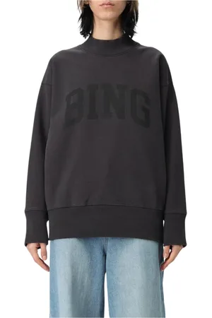 ANINE BING Bluzy, Kobieta, Czarny, S, Czarny Sweter z Okrągłym Dekoltem Luźny Krój