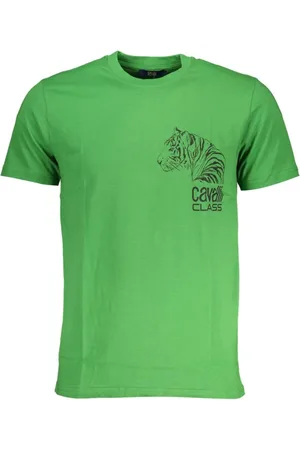 Roberto Cavalli Koszulki, Mężczyzna, Zielony, M, Zielony Bawełniany T-shirt z nadrukiem logo