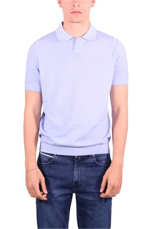 KANGRA CASHMERE Koszulki, Mężczyzna, Niebieski, L, Jasnoniebieskie Polo Wave T-shirty