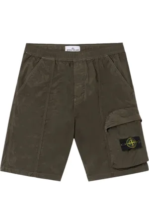 Stone Island Szorty, Mężczyzna, Zielony, W31, Nylon, Zielona Cargo Bermuda z Nylonu Metalicznego