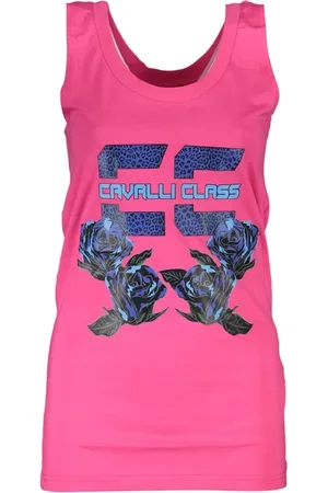 Roberto Cavalli Koszulki, Kobieta, Różowy, S, Różowy Bawełniany Damski Top