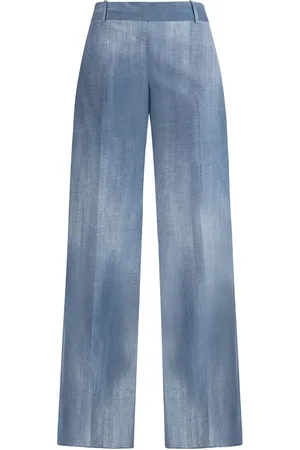 ERMANNO SCERVINO Spodnie, Kobieta, Niebieski, L, Eleganckie Spodnie Palazzo