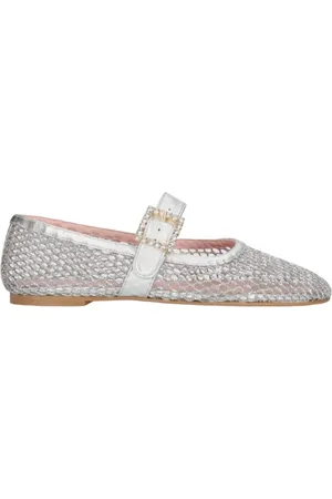 Pretty Ballerinas Buty, Kobieta, Szary, 38 EU, Srebrne baletki z siateczką