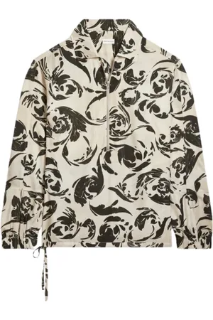 DRIES VAN NOTEN Kurtki, Mężczyzna, Wielobarwność, S, Koszula na zamek czarna marmurowa barok