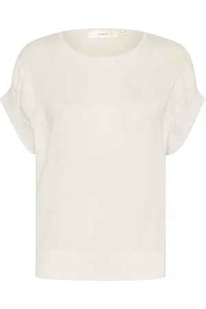 INWEAR Koszulki, Kobieta, Biały, L, Miękki Bawełniany Top Czysta Biel