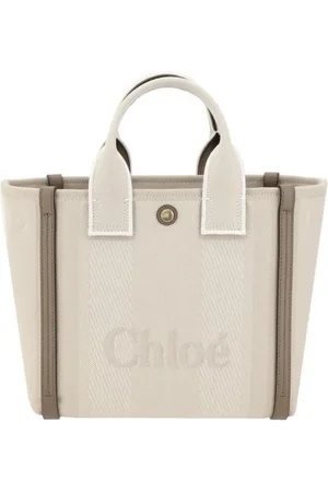 Chloé Torebki, Kobieta, Beżowy, ONE SIZE, Bawełna, Stylowa, wielofunkcyjna torba typu tote z detalami ze skóry
