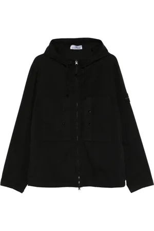 Stone Island Kurtki, Mężczyzna, Czarny, M, Czarna Bawełniana Kurtka z Kapturem