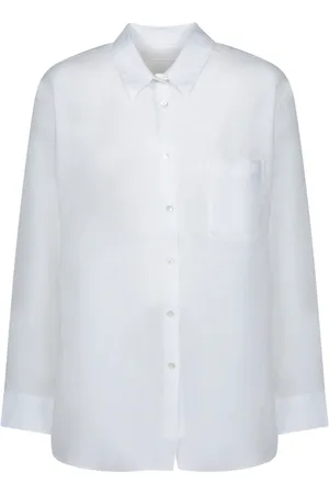 120% Lino Bluzki, Kobieta, Biały, XL, Biała lniana koszula, klasyczny kołnierz, guziki z przodu