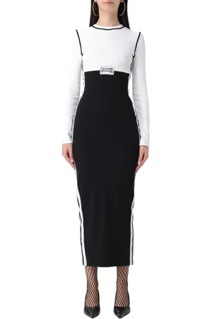 Jean Paul Gaultier Sukienki, Kobieta, Czarny, XS, Rozpinana Długa Sukienka W Paski