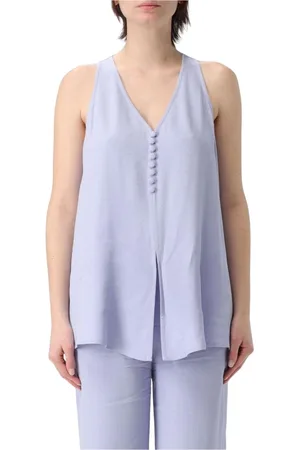 Emporio Armani Koszulki, Kobieta, Fioletowy, S, Niebieski Button Front Top