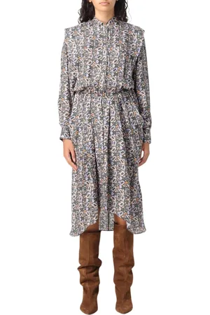 Isabel Marant Sukienki, Kobieta, Czarny, M, Kwiatowa Midi Sukienka Koszulowa