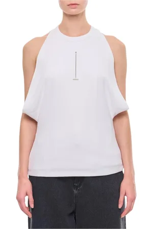 Alexander McQueen Koszulki, Kobieta, Biały, 2XS, Elegancki Bezrękawnik z Detalem Łańcucha