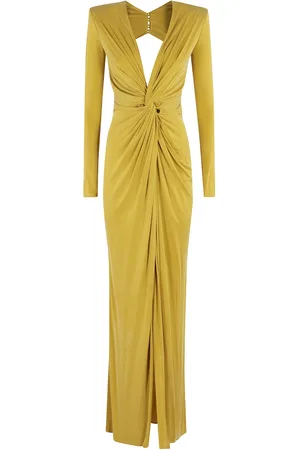 Elisabetta Franchi Sukienki, Kobieta, Żółty, XL, Poliester, Elegancka sukienka na specjalne okazje