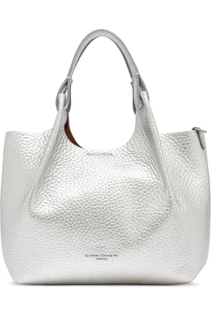 Gianni chiarini Torebki, Kobieta, Szary, ONE SIZE, Srebrna skórzana torba na ramię Dua Bs 9719
