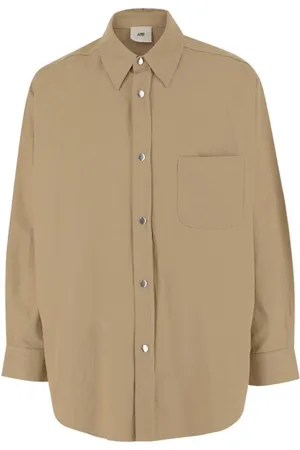 Autry Koszule, Mężczyzna, Beżowy, S, Koszula Overshirt Wzór Rybiej Ości Piasek