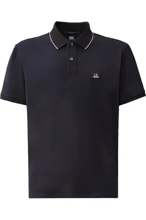 C.P. Company Koszulki, Mężczyzna, Niebieski, 2XL, Bawełna, Polo z elastycznego materiału z żebrowanym kołnierzem