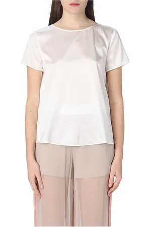 Emporio Armani Bluzki, Kobieta, Biały, S, Biała Jedwabna Elegancka Bluzka