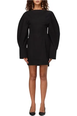 Jacquemus Sukienki, Kobieta, Czarny, S, Czarna Sukienka Mini z Poplinu