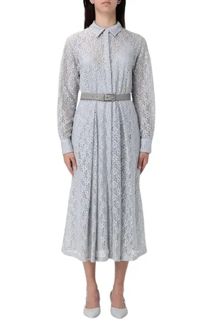 Max Mara Sukienki, Kobieta, Szary, XS, Elegancka Szara Sukienka z Koronką