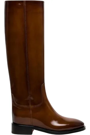 santoni Buty, Kobieta, brązowy, 38 EU, Brązowe Skórzane Kozaki za Kolano