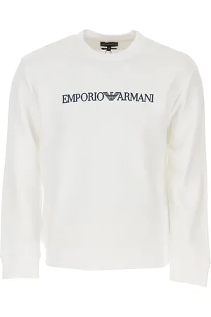 Emporio Armani Bluzy, Mężczyzna, Biały, L, Bawełna, Biała bluza dresowa z logo