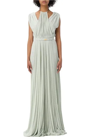 Elisabetta Franchi Sukienki, Kobieta, Zielony, XS, Mint Halter Maxi Sukienka
