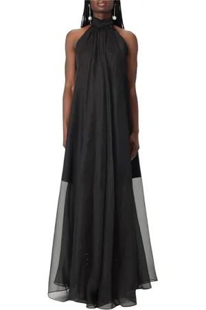 Nina Ricci Sukienki, Kobieta, Czarny, S, Elegancka Czarna Sukienka Maxi z Dekoltem na Szyi