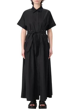 Max Mara Sukienki, Kobieta, Czarny, XS, Biała Sukienka Koszulowa z Poplinu