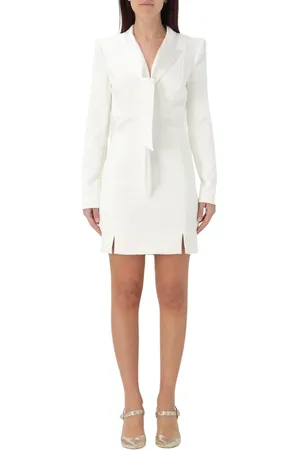 Elisabetta Franchi Sukienki, Kobieta, Beżowy, S, Elegancka Iworyjna Sukienka z Wiązaniem w Talii