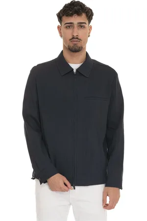HUGO BOSS Kurtki, Mężczyzna, Niebieski, L, Krótka kurtka Harrington z zamkiem