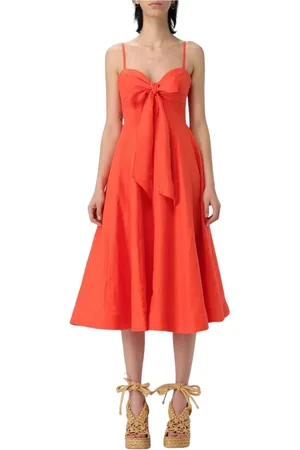 ZIMMERMANN Sukienki, Kobieta, Czerwony, L, Czerwona Sukienka z Lnu Elegancki Styl