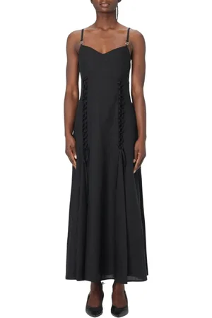 Twin-Set Sukienki, Kobieta, Czarny, XS, Elegancka Sukienka Maxi Ice Lace Up