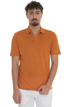 Gran Sasso Koszulki, Mężczyzna, Pomarańczowy, 4XL, Lekki Polo z Lnu z Slubem