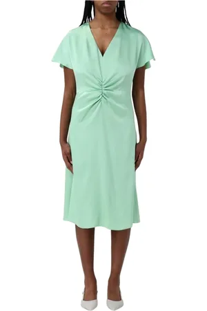 HUGO BOSS Sukienki, Kobieta, Zielony, 2XS, Dress V-Neck Cinched Waist Boss