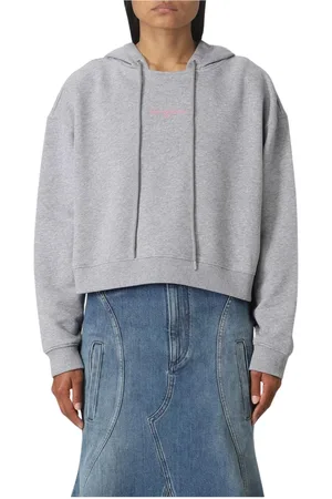 Stella McCartney Bluzy, Kobieta, Szary, S, Szara Cropped Hoodie Luźny Fason