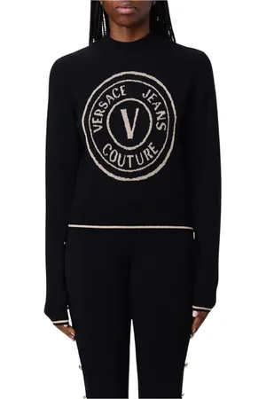 VERSACE Swetry, Kobieta, Czarny, M, Czarny Sweter z Logo
