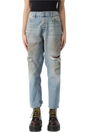 Dondup Jeansy, Kobieta, Niebieski, W26, Denim, Klasyczne zniszczone jeansy