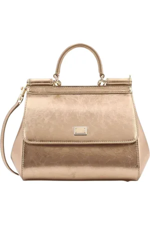 Dolce & Gabbana Torebki, Kobieta, Żółty, ONE SIZE, Metaliczna torba na ramię z uchwytem