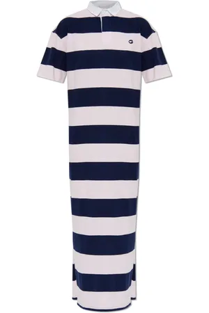 COPERNI Sukienki, Kobieta, Różowy, XS, Bawełna, Sukienka Polo Maxi w Paski