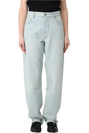 Bottega Veneta Jeansy, Kobieta, Niebieski, S, Stone-Washed Relaxed Fit Jeansy