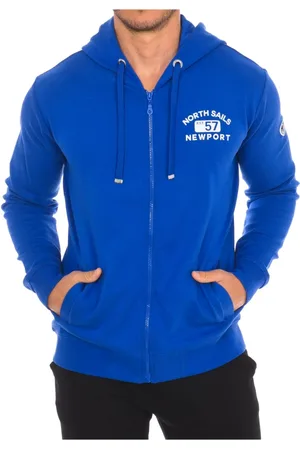 North Sails Bluzy, Mężczyzna, Niebieski, 2XL, Bawełna, Bluza z kapturem i zamkiem błyskawicznym