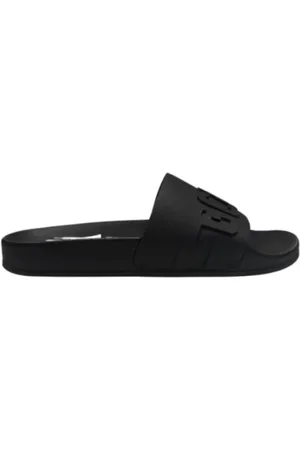 GCDS Buty, Mężczyzna, Czarny, 43 EU, Logo Chain Sliders Czarne Sandały z Gumy